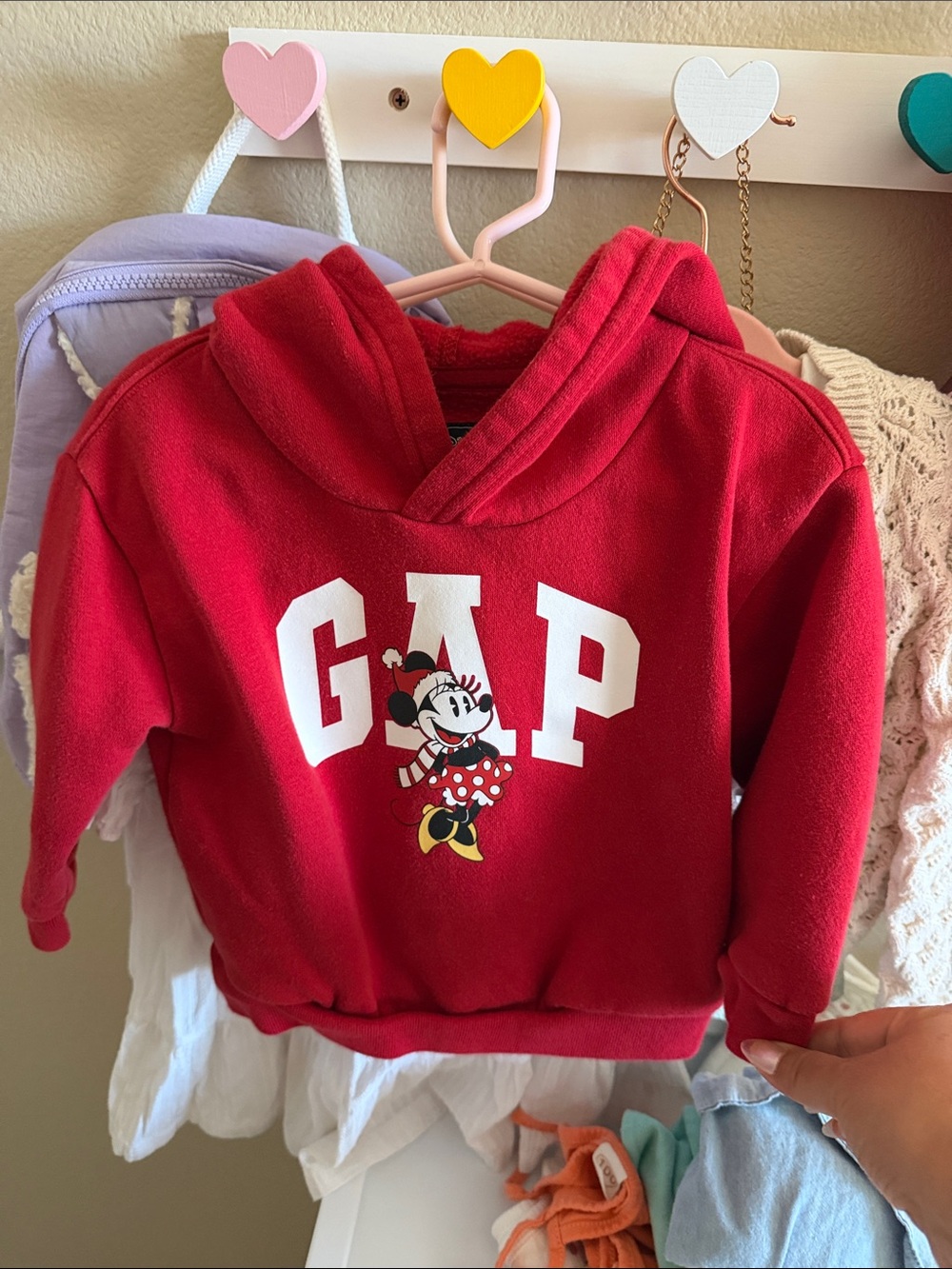 GAP Red Minnie Mouse Hooded Pullover Sweatshirt